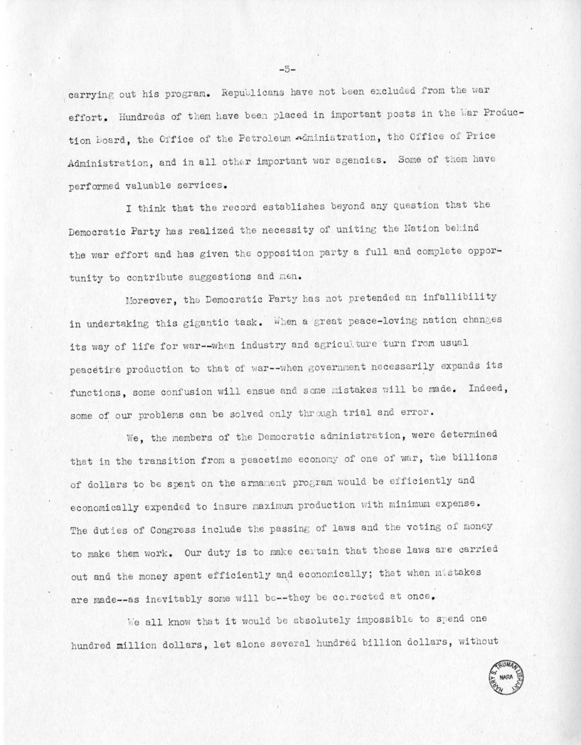 Speech of Senator Harry S. Truman at Jackson Day Dinner, Tampa, Florida