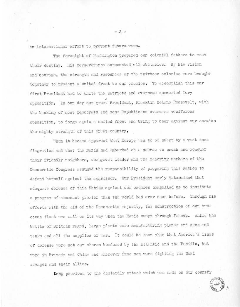 Speech of Senator Harry S. Truman at Miami, Florida