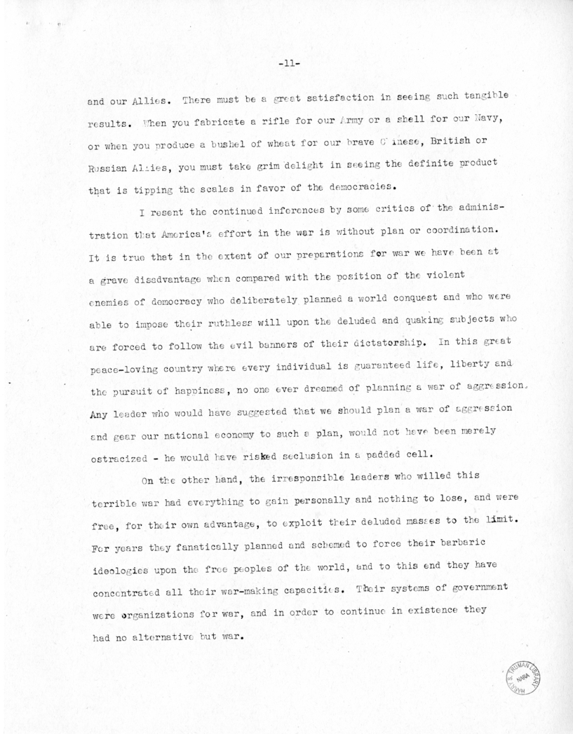 Speech of Senator Harry S. Truman at Topeka, Kansas Washington Day Dinner