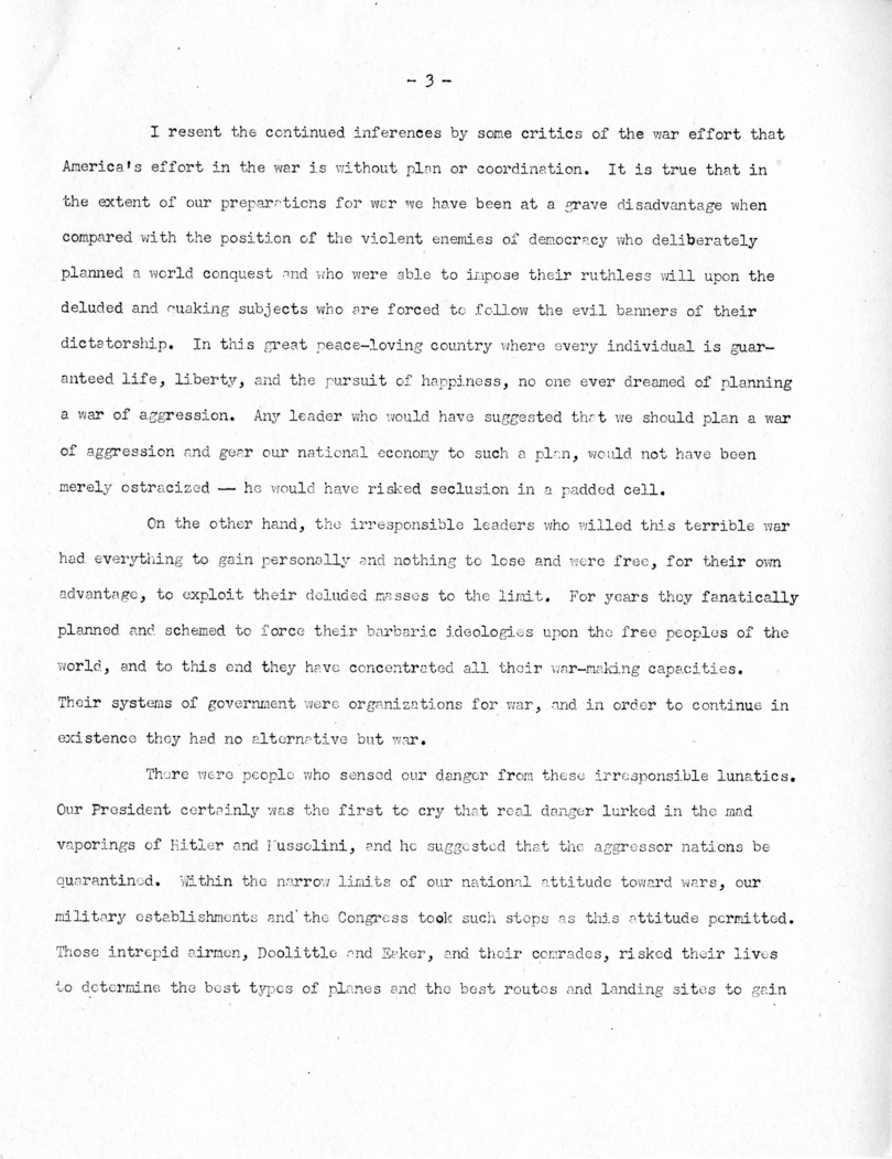 Speech of Senator Harry S. Truman Before the Women's National Democratic Club, Washington, D. C.