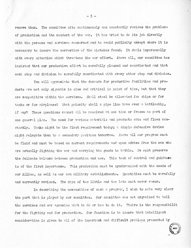 Speech of Senator Harry S. Truman Before the Women's National Democratic Club, Washington, D. C.