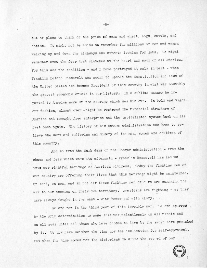 Speech of Senator Harry S. Truman at Ogden, Utah
