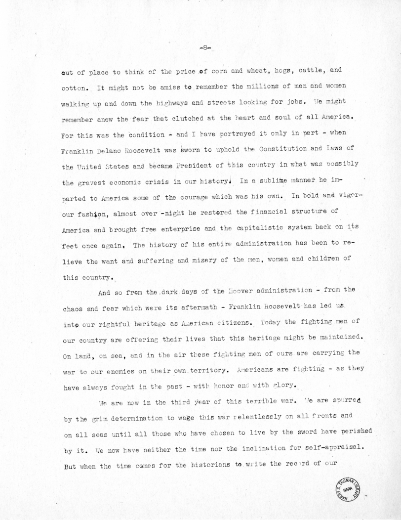 Speech of Senator Harry S. Truman at Phoenix, Arizona
