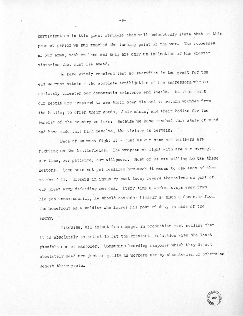 Speech of Senator Harry S. Truman at Phoenix, Arizona