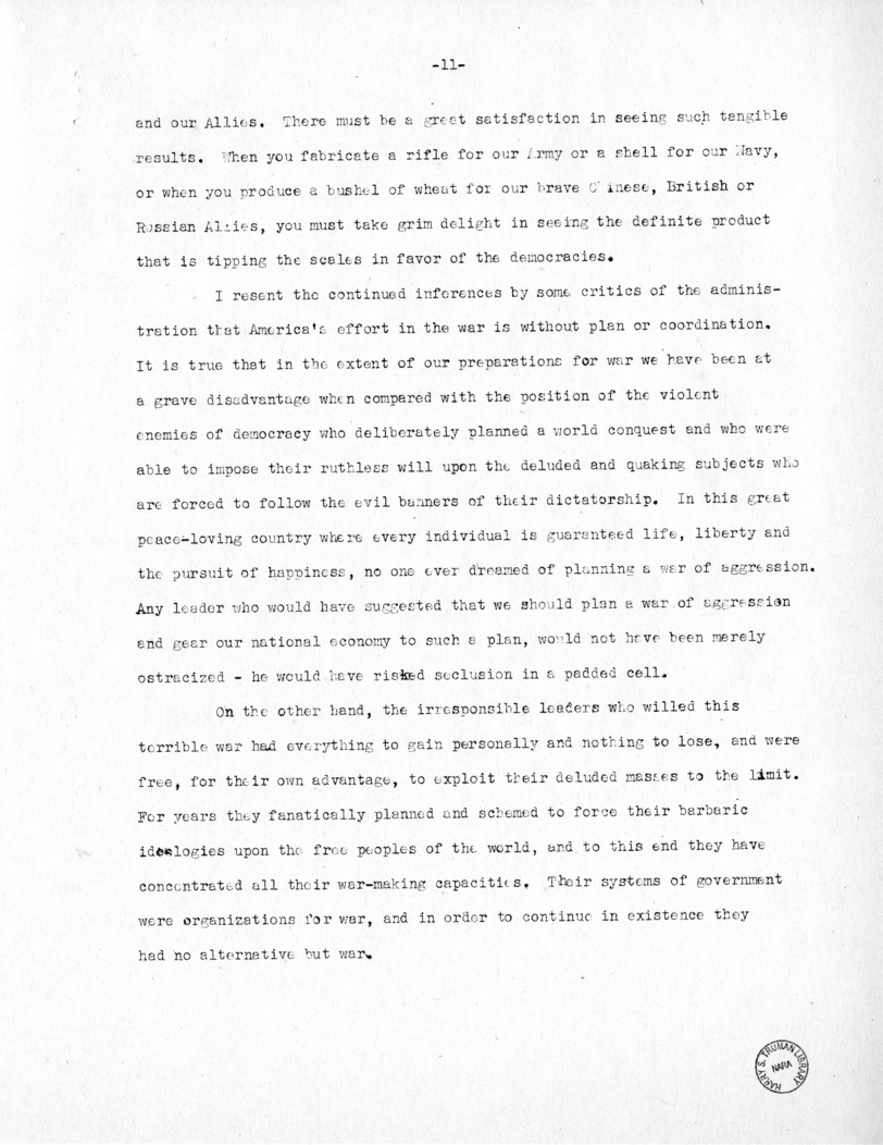 Speech of Senator Harry S. Truman at Phoenix, Arizona