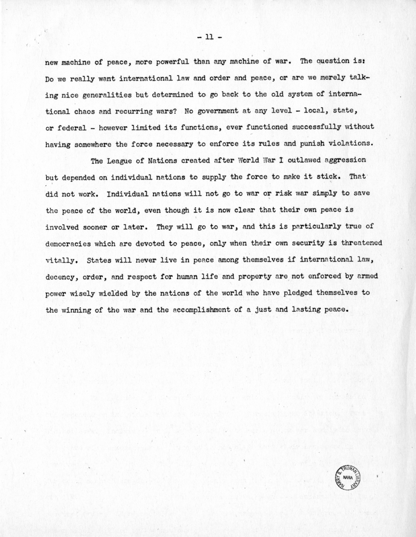 Speech of Senator Harry S. Truman Before the 180th Anniversary Dinner of Zion Lodge, Detroit, Michigan