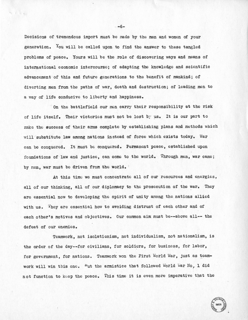 Speech of Senator Harry S. Truman Before the Centennial Program, Kemper Military School, Boonville, Missouri