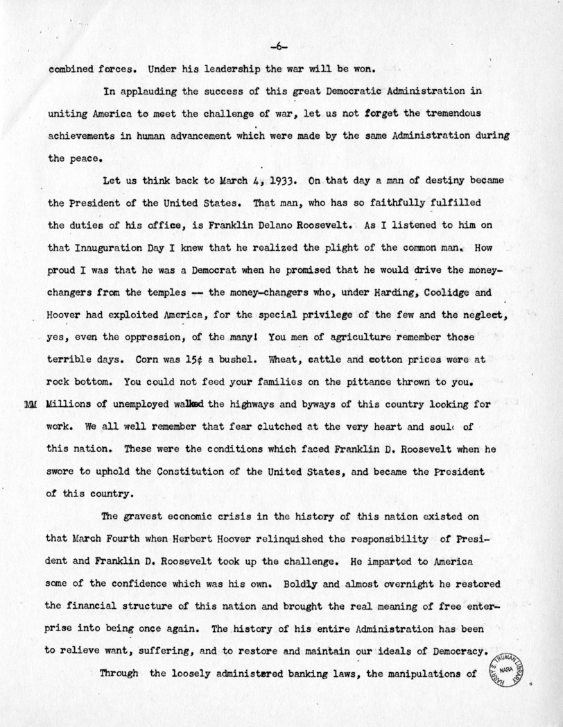 Speech of Senator Harry S. Truman at the Democratic State Convention, Jefferson City, Missouri