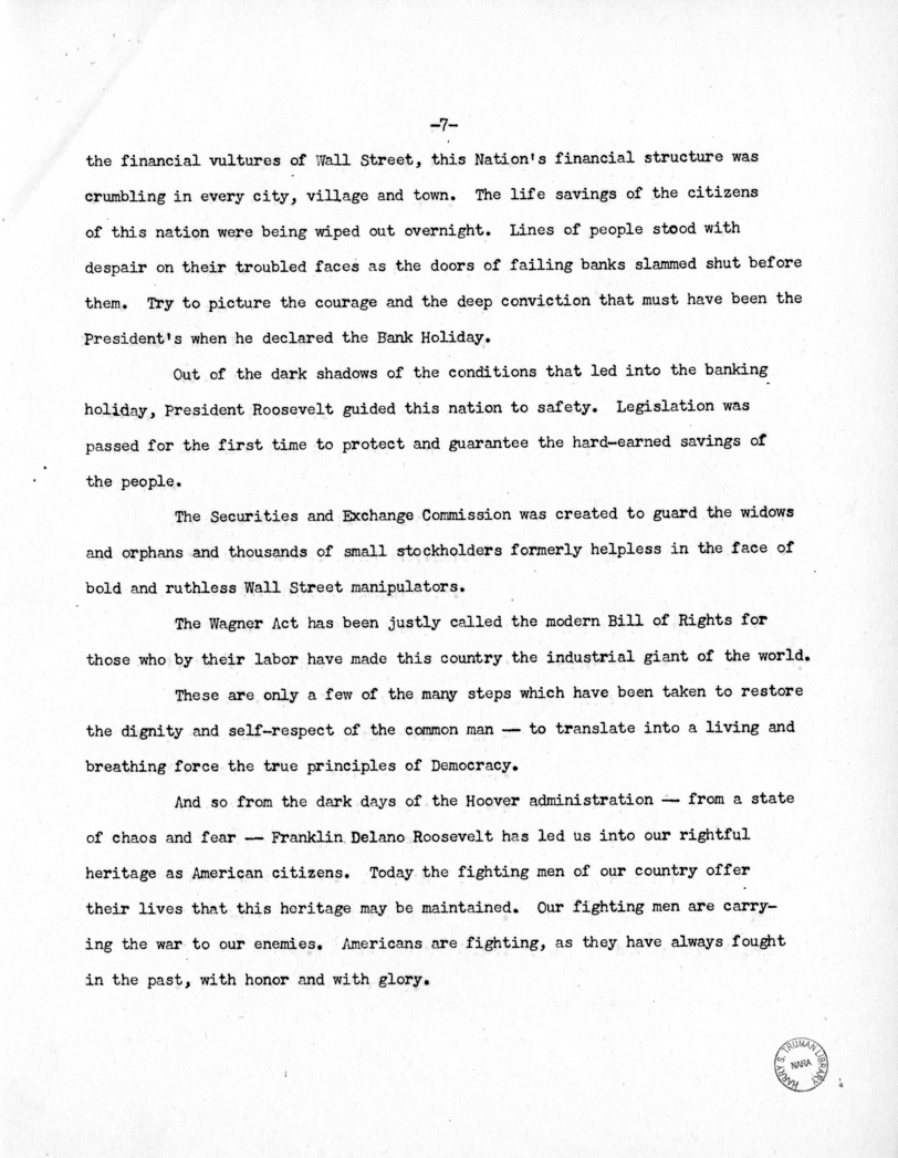 Speech of Senator Harry S. Truman at the Democratic State Convention, Jefferson City, Missouri