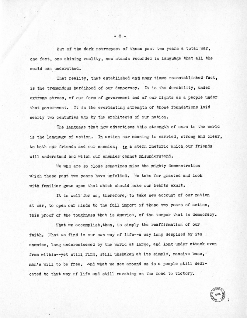 Speech of Senator Harry S. Truman at the Democratic State Convention, Jefferson City, Missouri