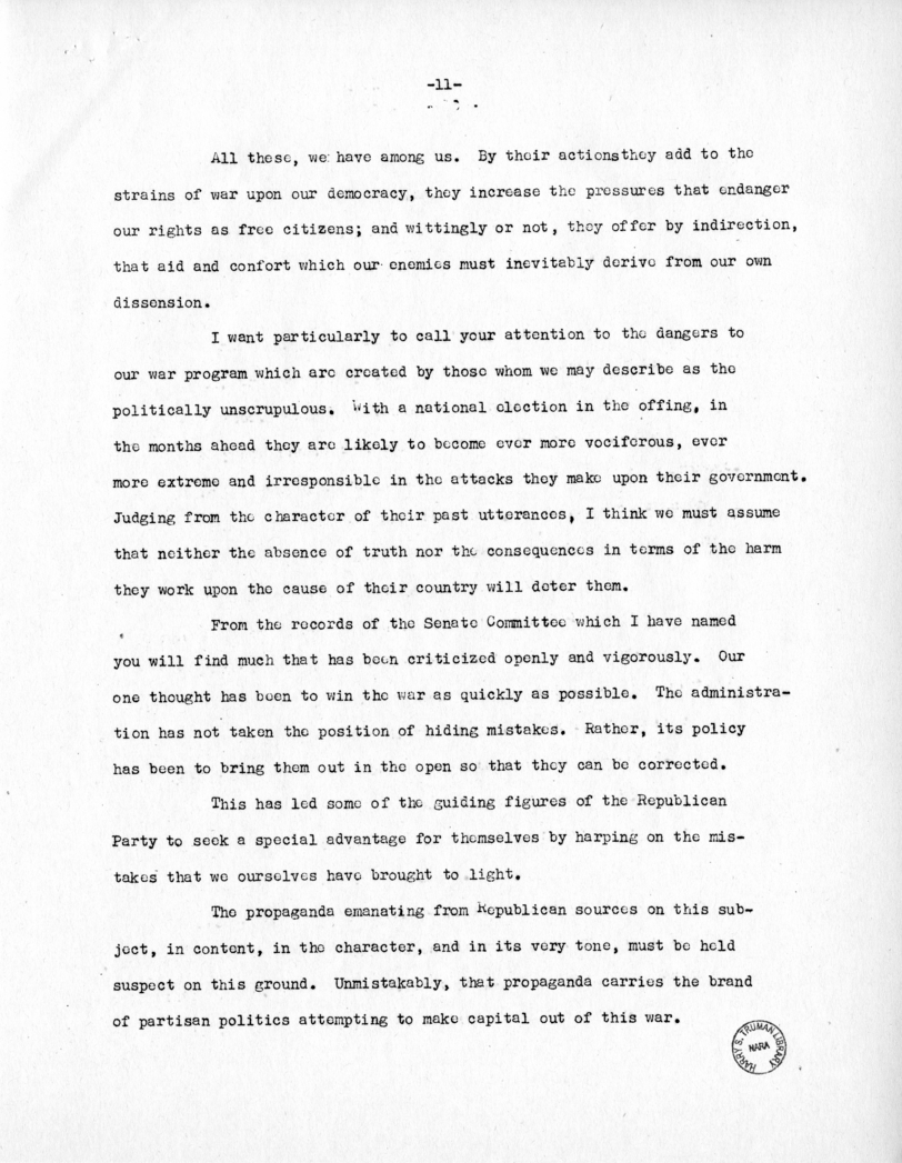 Speech of Senator Harry S. Truman at the Democratic State Convention, Jefferson City, Missouri