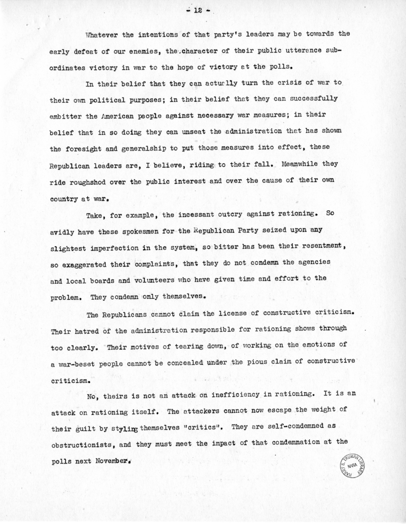 Speech of Senator Harry S. Truman at the Democratic State Convention, Jefferson City, Missouri