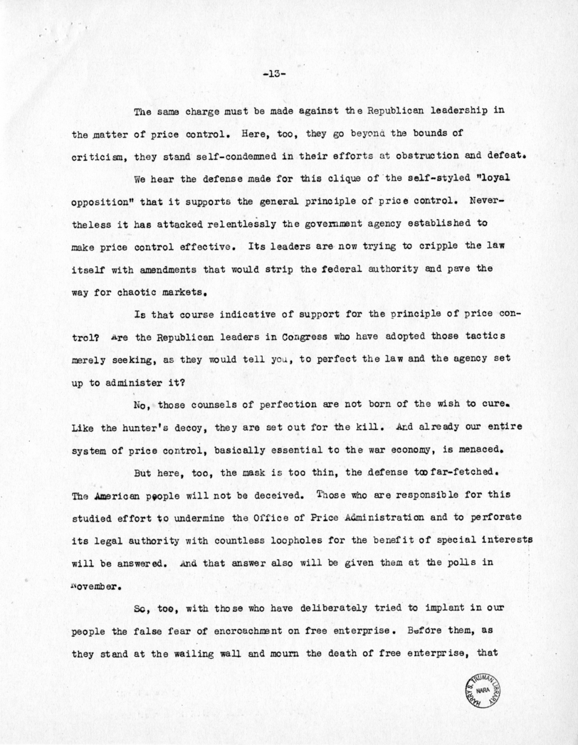 Speech of Senator Harry S. Truman at the Democratic State Convention, Jefferson City, Missouri