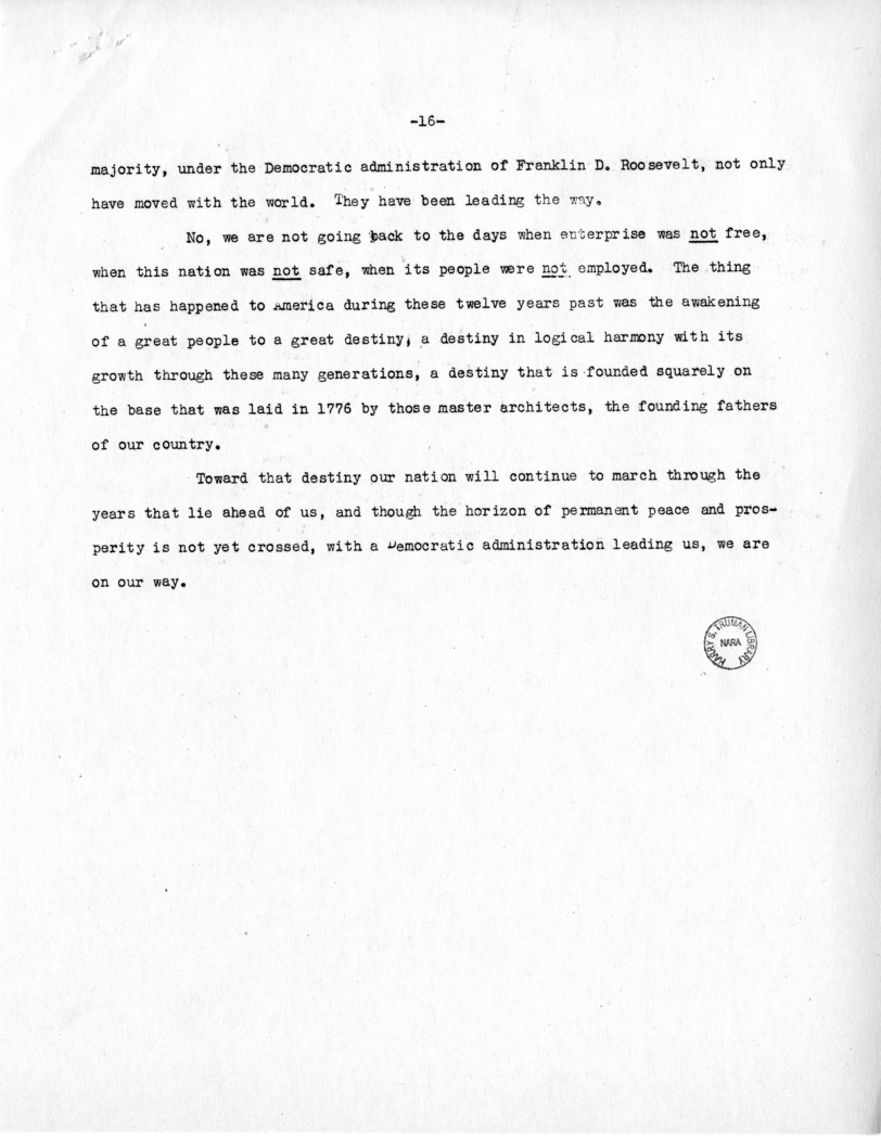 Speech of Senator Harry S. Truman at the Democratic State Convention, Jefferson City, Missouri