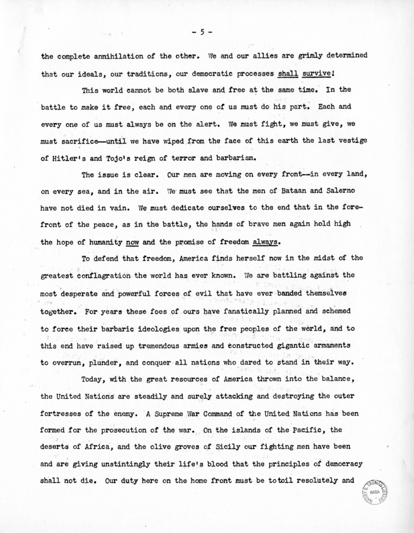 Speech of Senator Harry S. Truman at the Commencment Exercises of Grinnell College, Grinnell, Iowa