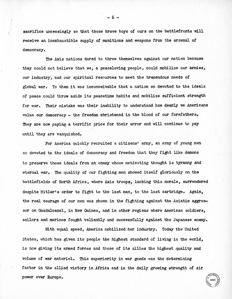 Speech of Senator Harry S. Truman at the Commencment Exercises of Grinnell College, Grinnell, Iowa