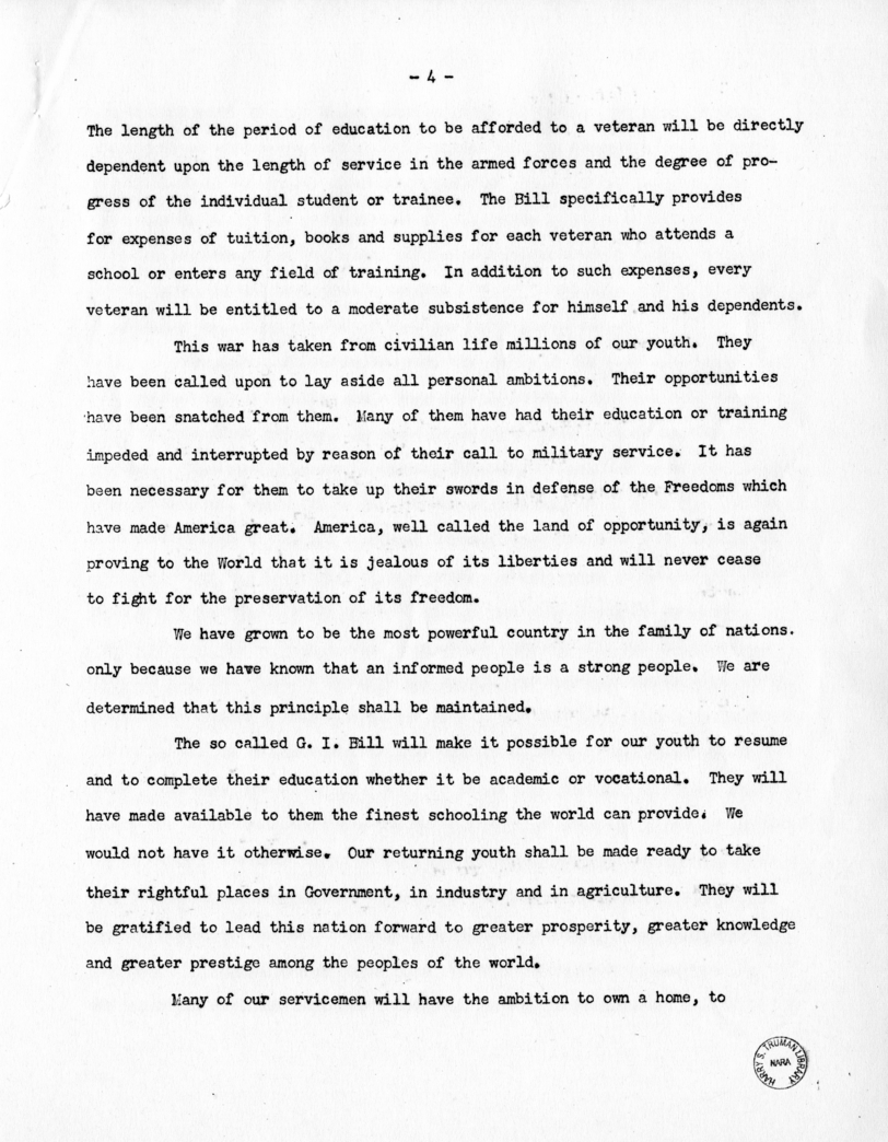 Speech of Senator Harry S. Truman Before the Veterans Employment Service Conference, St. Louis, Missouri