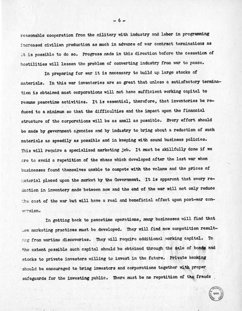 Speech of Senator Harry S. Truman Before the Post-War Planning Forum, Junior Chamber of Commerce, Cleveland, Ohio