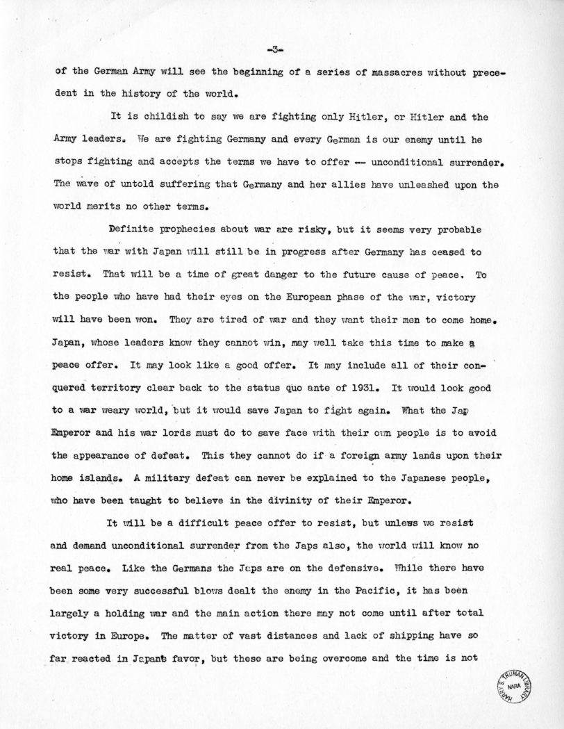 Speech of Senator Harry S. Truman Before the Kiwanis Club, Denver, Colorado