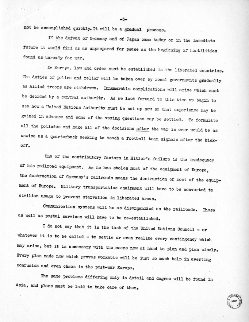 Speech of Senator Harry S. Truman Before the Kiwanis Club, Denver, Colorado