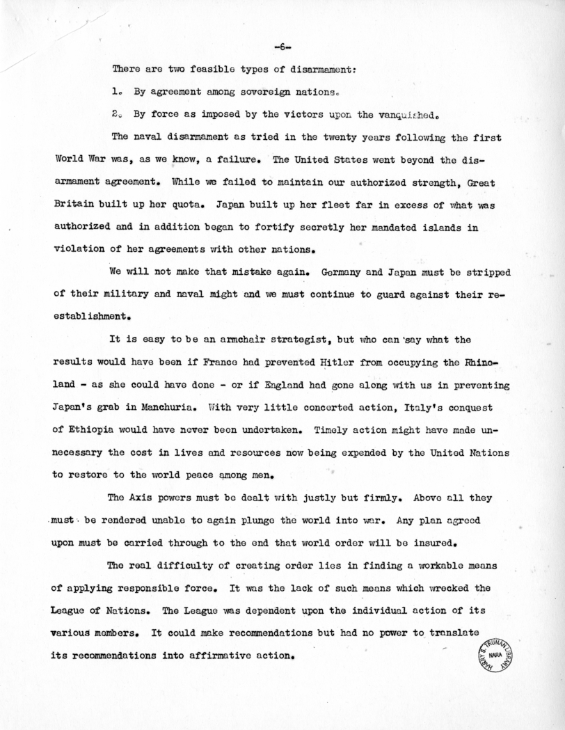 Speech of Senator Harry S. Truman Before the Kiwanis Club, Denver, Colorado