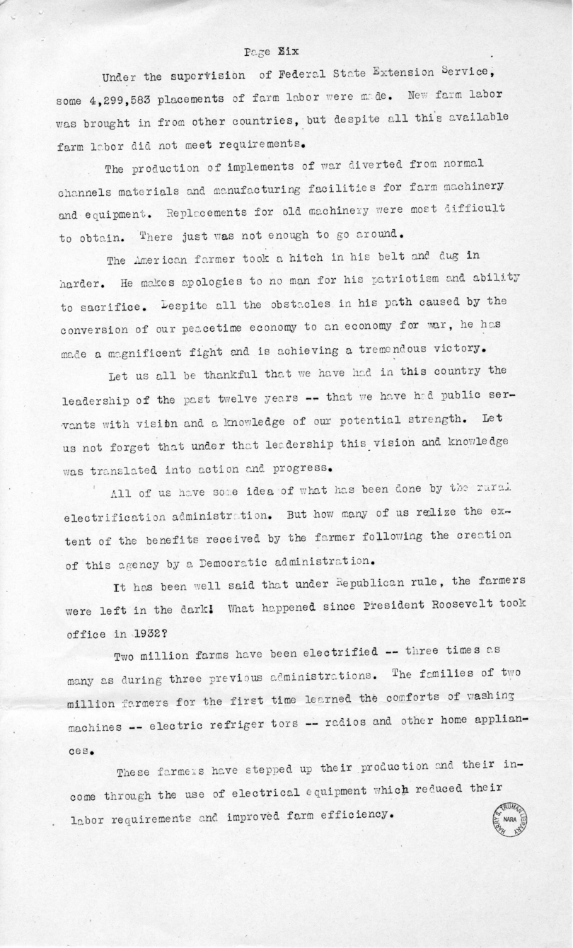 Speech of Senator Harry S. Truman, Democratic Candidate for Vice President, in Peoria, Illinois