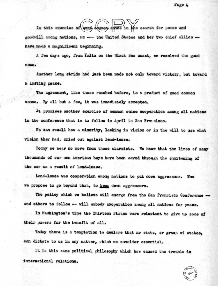 Speech of Vice President Harry S. Truman in Jefferson City, Missouri