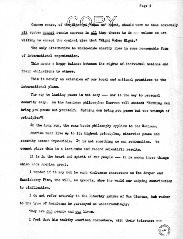 Speech of Vice President Harry S. Truman in Jefferson City, Missouri