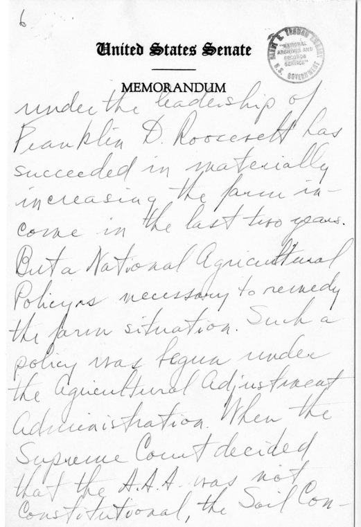 Handwritten Speech Draft of Senator Harry S. Truman