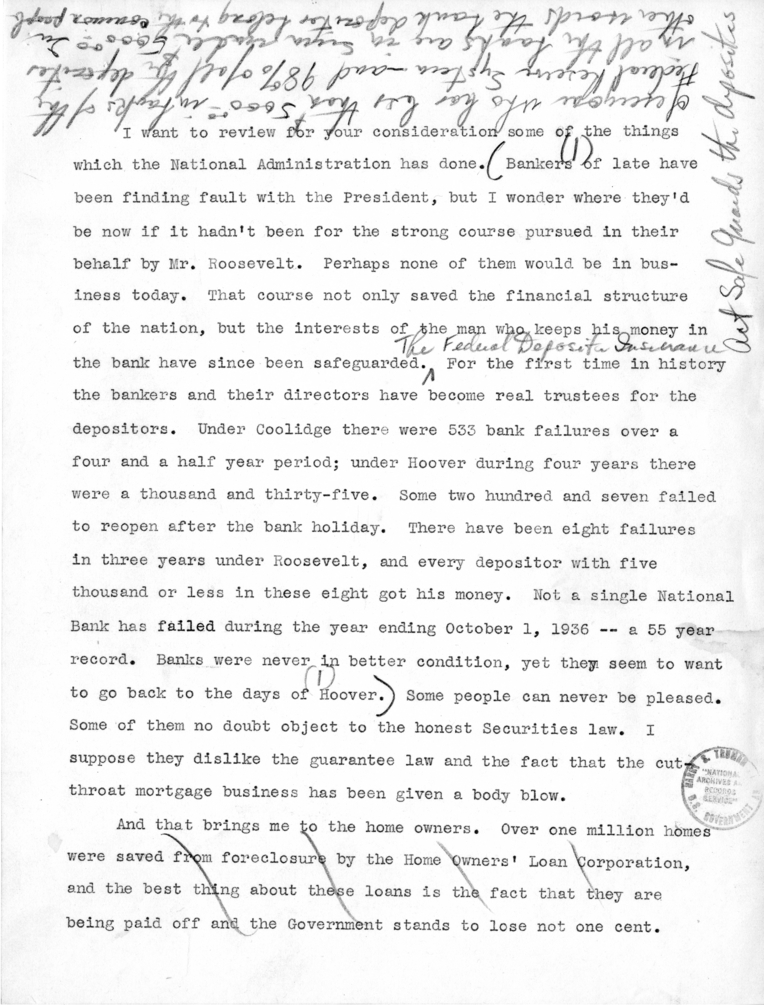 Handwritten Speech Draft and Notes of Senator Harry S. Truman
