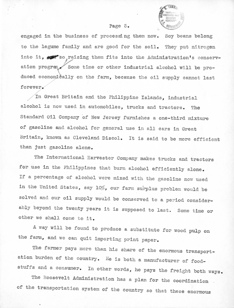 Handwritten Speech Draft and Notes of Senator Harry S. Truman