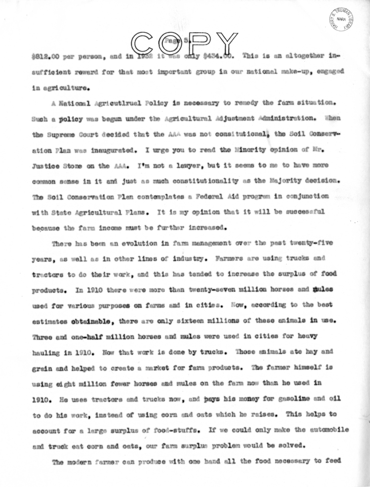 Speech of Senator Harry S. Truman in Topeka, Kansas
