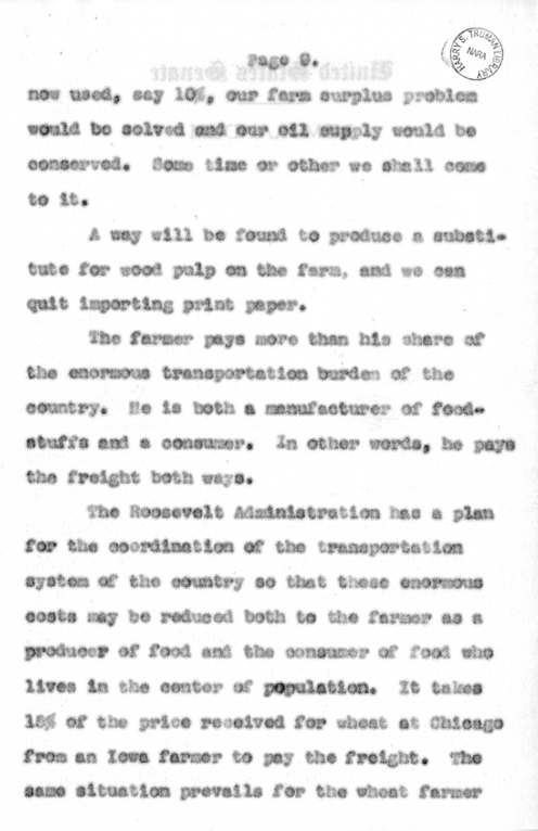 Speech of Senator Harry S. Truman at Jefferson City, Missouri