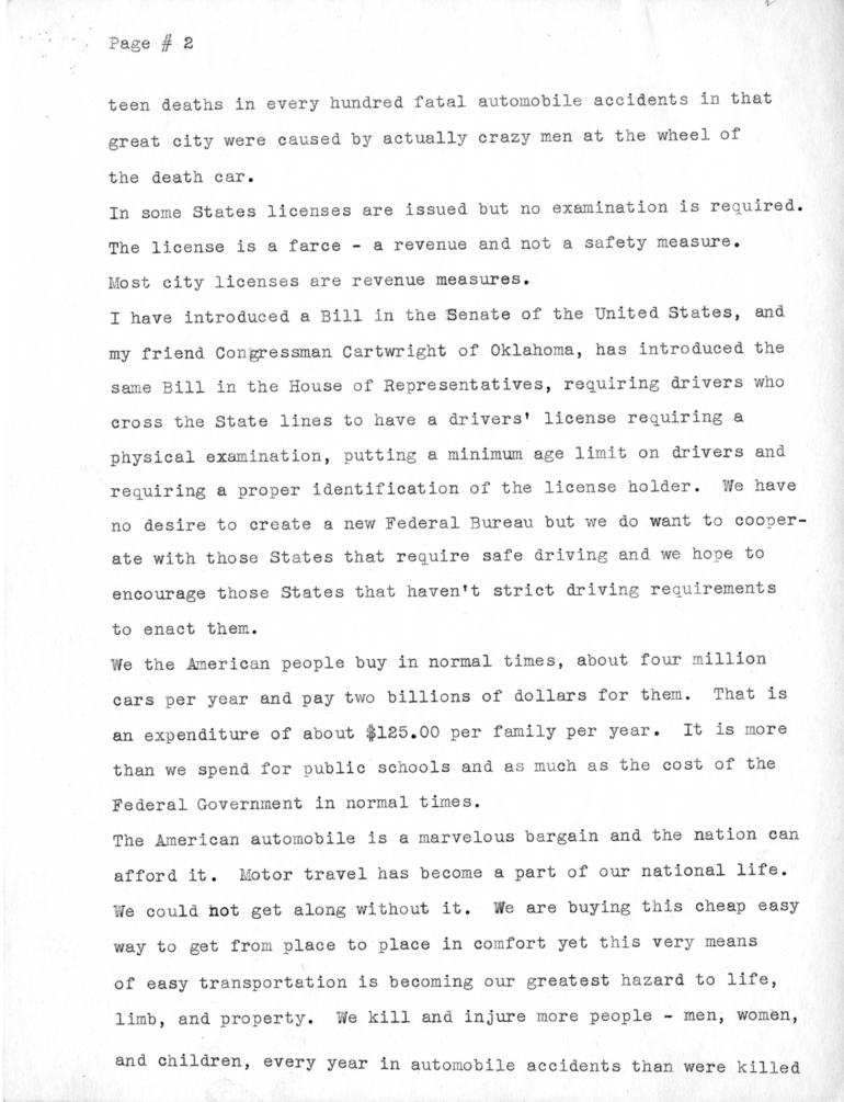 Speech of Senator Harry S. Truman