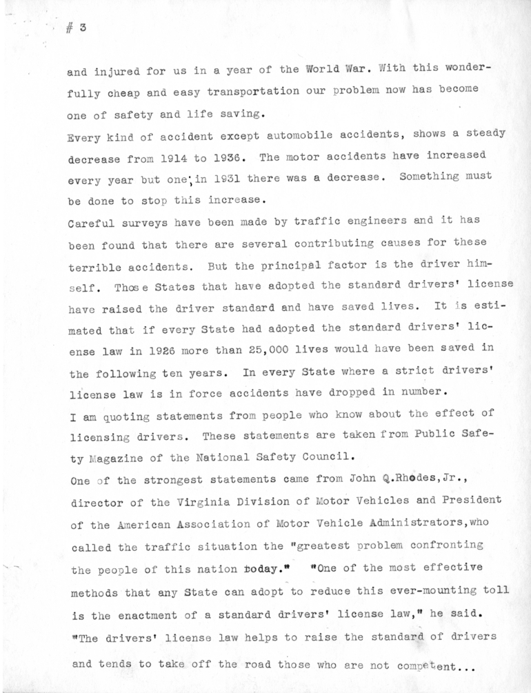 Speech of Senator Harry S. Truman