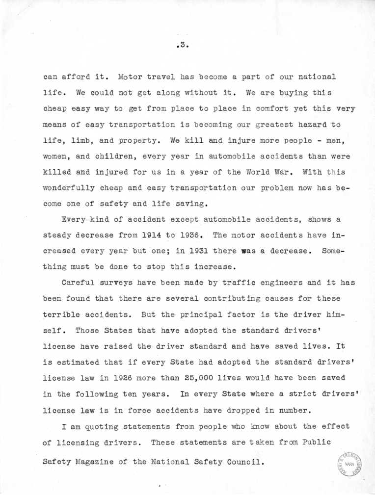 Draft of Speech Delivered by Senator Harry S. Truman at Independence, Missouri
