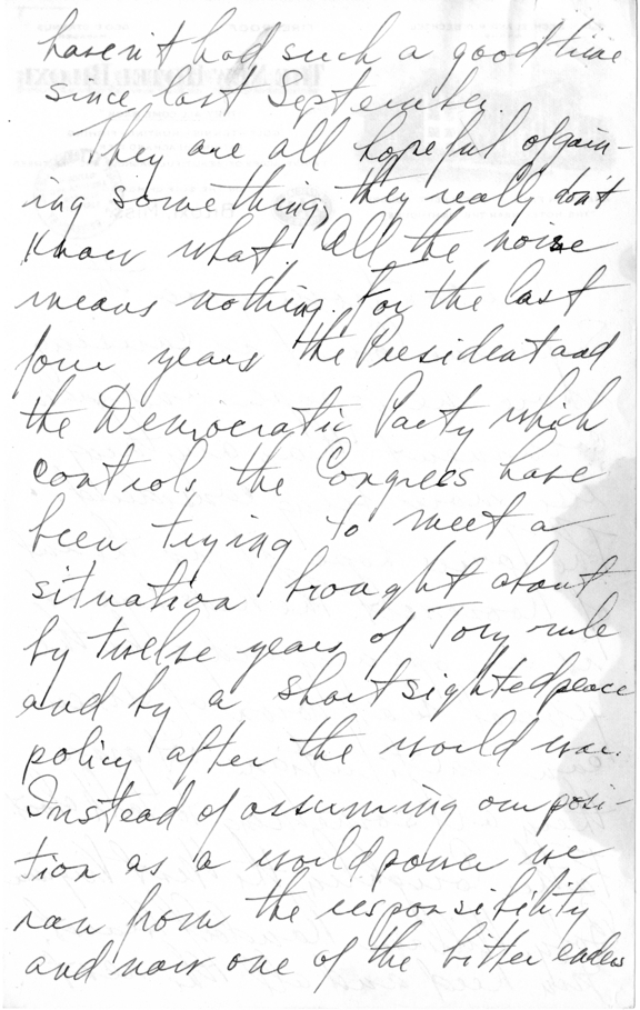Handwritten Draft Speech of Senator Harry S. Truman on the Supreme Court Controversy