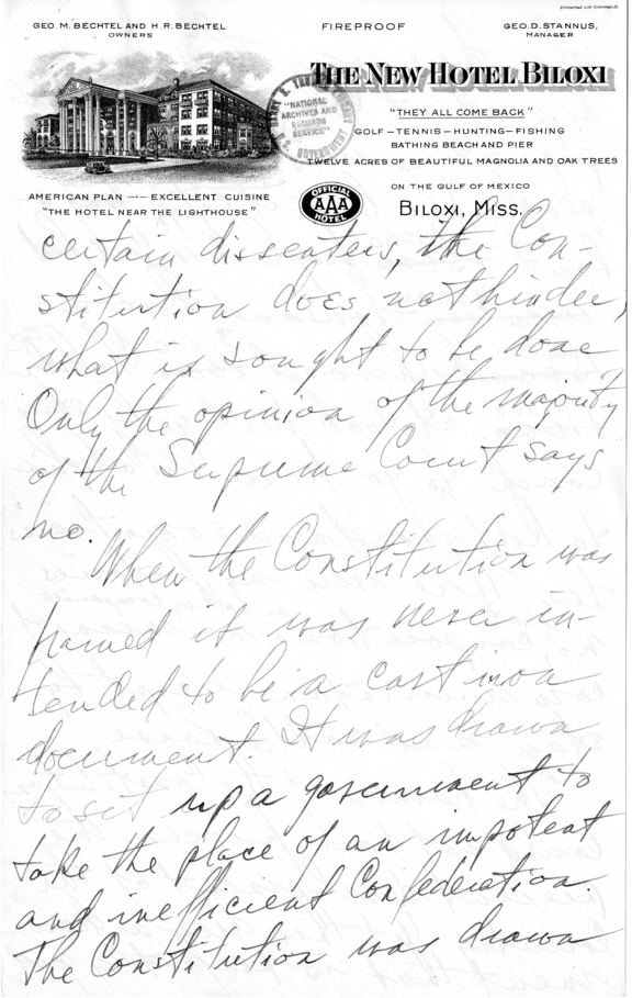 Handwritten Draft Speech of Senator Harry S. Truman on the Supreme Court Controversy