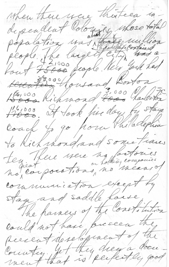 Handwritten Draft Speech of Senator Harry S. Truman on the Supreme Court Controversy