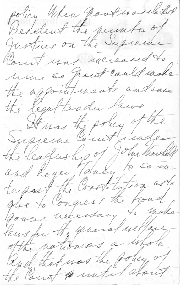 Handwritten Draft Speech of Senator Harry S. Truman on the Supreme Court Controversy