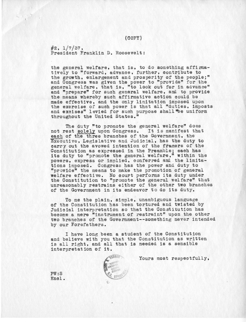 Correspondence Between Senator Harry S. Truman and Price Wickersham