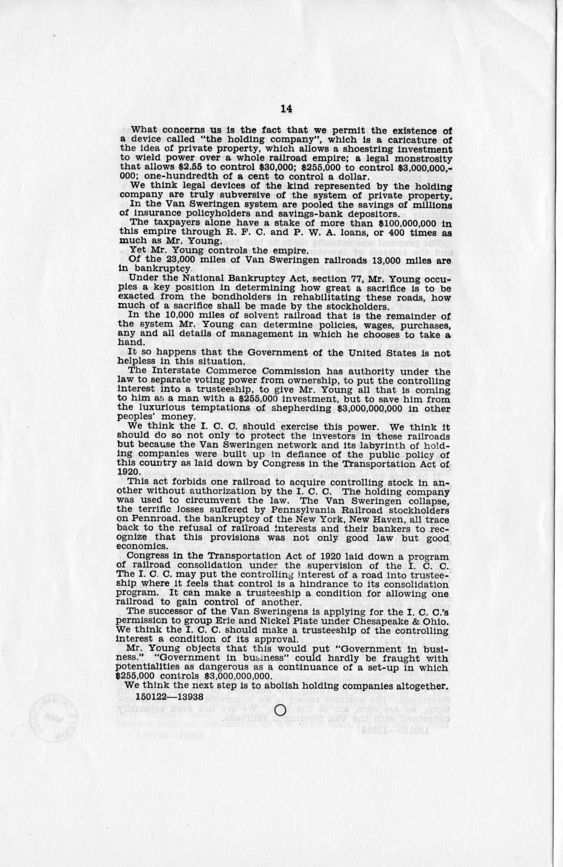 Speech of Senator Harry S. Truman in the United States Senate, Washington D.C.