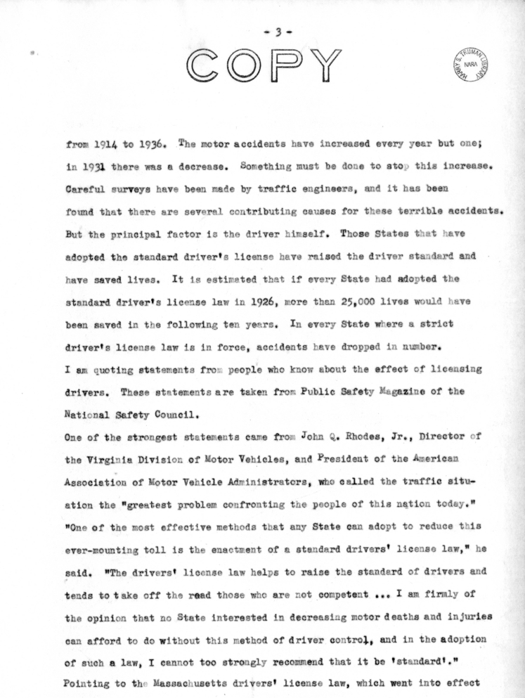 Speech of Senator Harry S. Truman Delivered at the National Convention of the Fraternal Order of Eagles, Chicago, Illinois