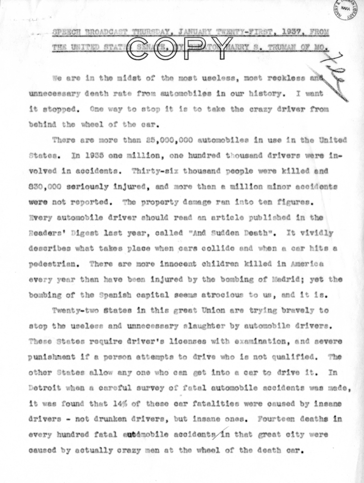 Speech of Senator Harry S. Truman at Liberty, Missouri