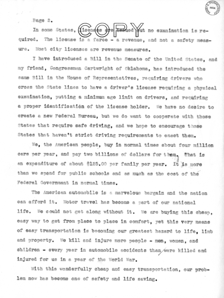 Speech of Senator Harry S. Truman at Liberty, Missouri
