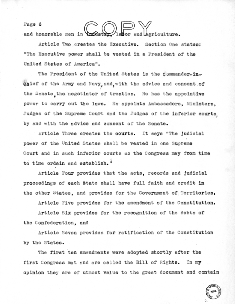Speech of Senator Harry S. Truman at Liberty, Missouri