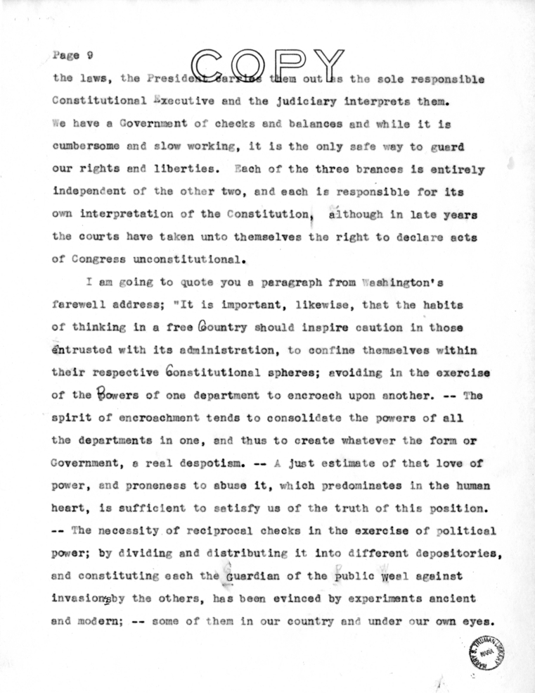 Speech of Senator Harry S. Truman at Liberty, Missouri