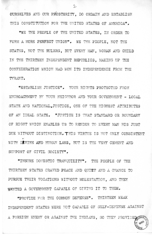 Draft of Speech of Senator Harry S. Truman at Liberty, Missouri