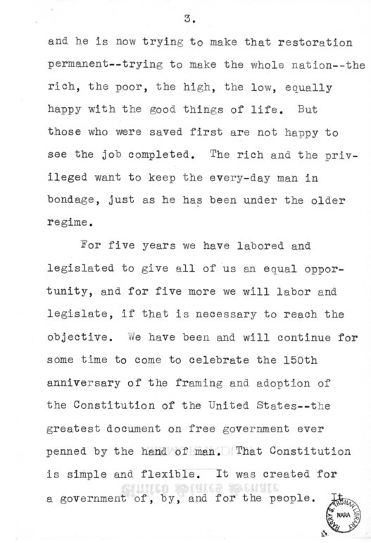 Speech of Senator Harry S. Truman to the Young Democrats of Missouri, Arkansas, Illinois, Kentucky, and Tennesee at Cape Girardeau, Missouri