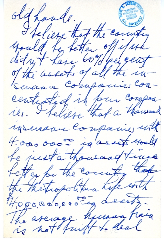 Handwritten Draft Speech of Senator Harry S. Truman, "Statesmanship in Finance"